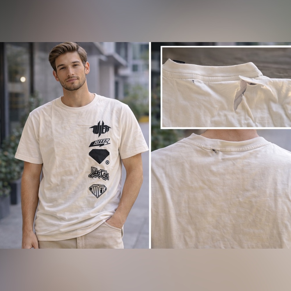 IUTER Graphic Logo T-Shirt White L | Y2K Italian Streetwear Tee (Repair/Flaws)